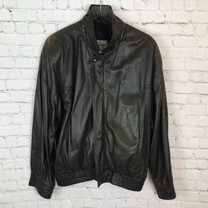 Remy Vintage Leather Black Bomber Jacket 40